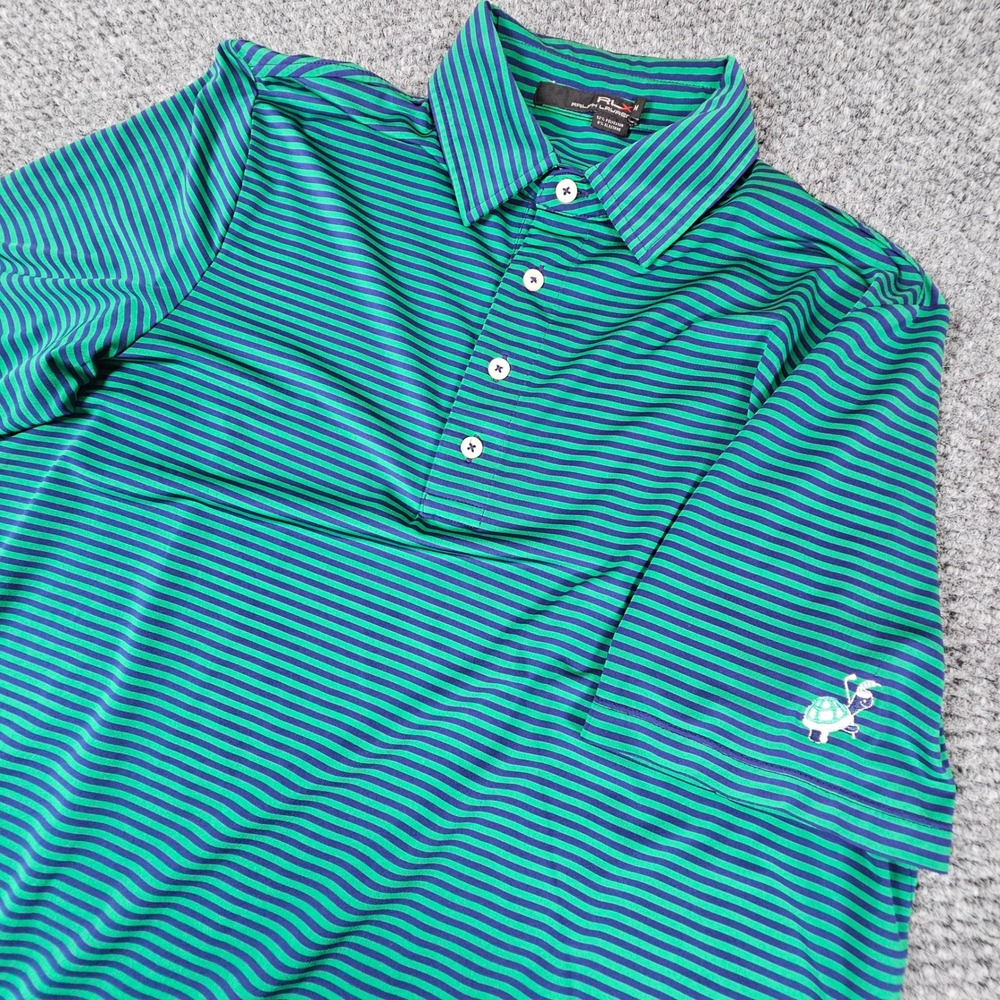 Loxahatchee RLX‎ Ralph Lauren Mens Golf Polo Shirt Striped Turtle Logo Size M